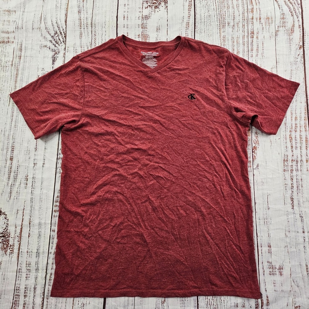Calvin Kelin Jeans Red Short Sleeve Cotton Blend V-Neck T-Shirt Boys'  XL